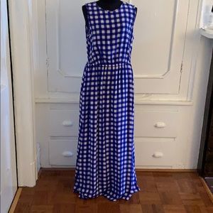 Diane Von Furstenberg DVF silk plaid maxi dress